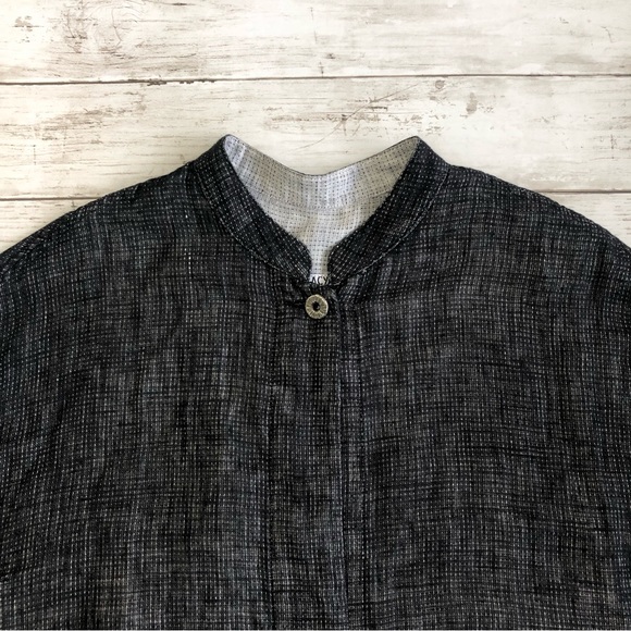 DEMOCRACY Women’s Mao Neck Long Sleeve Tunic Sz L/G Button Neck Open Front - Picture 6 of 10